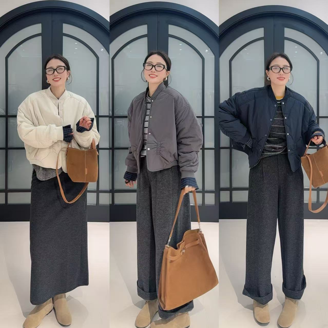 LIN- 韩单《韩系拼袖短款棉衣》外套2025时尚洋气设计感棉服