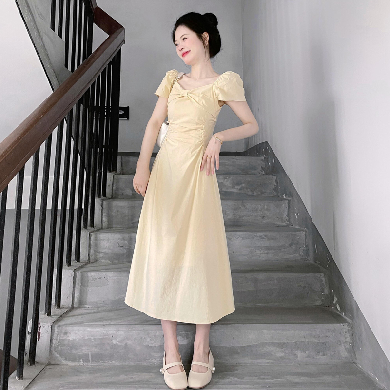 【现货+运补】黄色连衣裙子女夏季新款独特漂亮绝美巨好看长裙4369