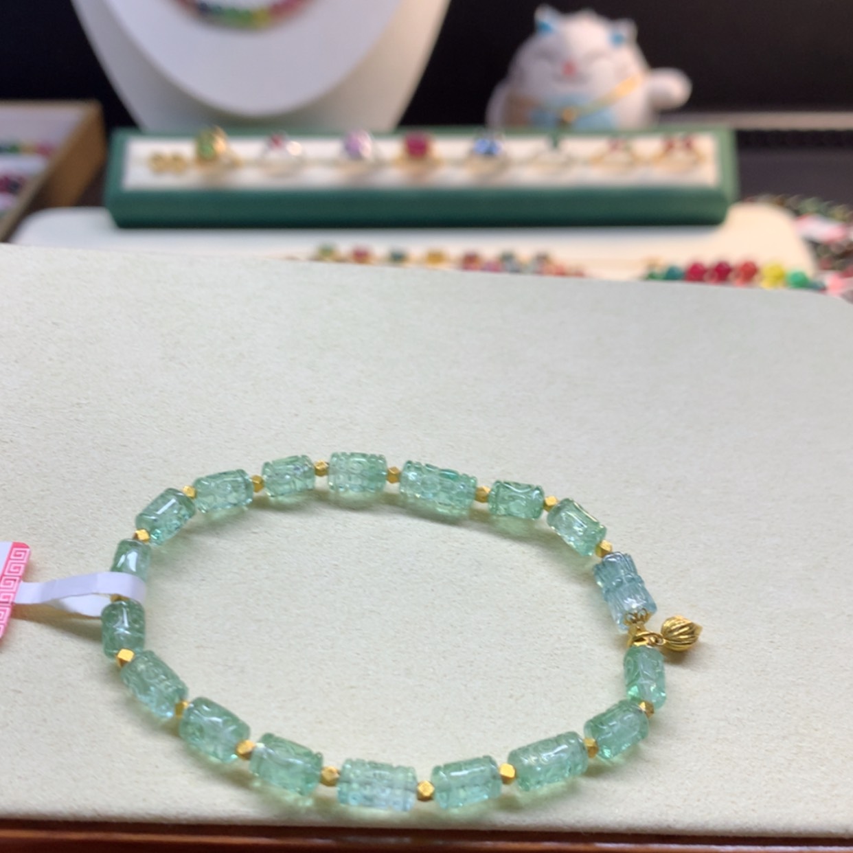 【闪购商品】碧玺手串未镶嵌怕绿回纹5mm