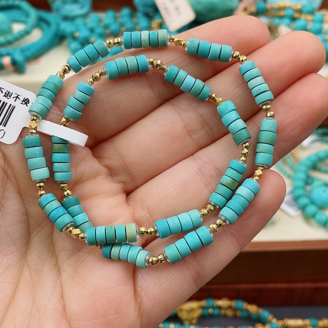 18K金镶嵌绿松石珠宝奇石小*唐