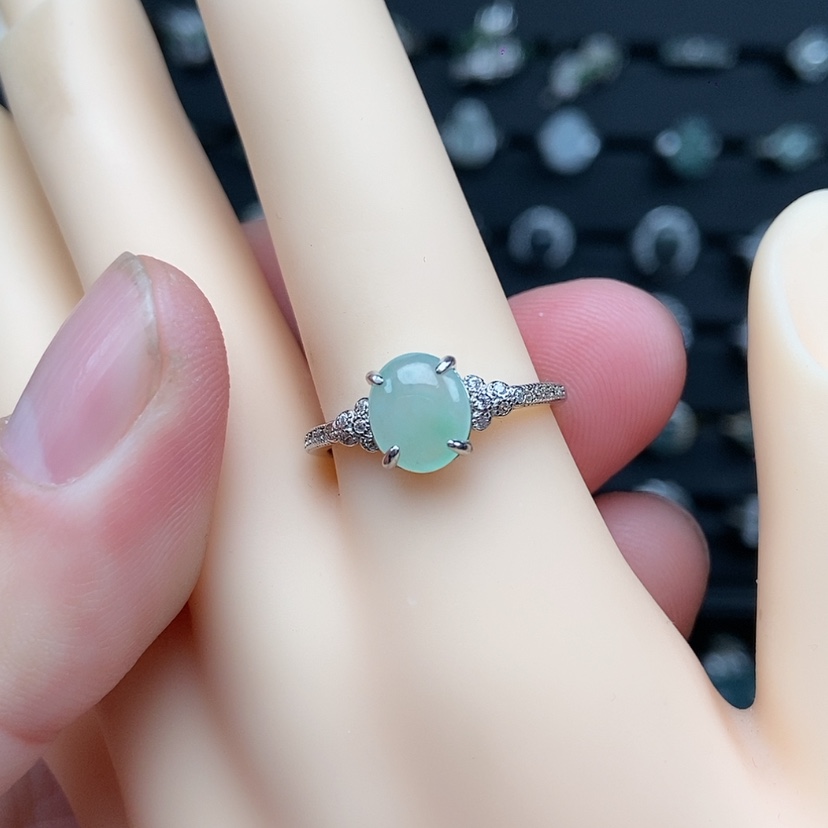 【闪购商品】翡翠戒指银S925镶嵌兮兮