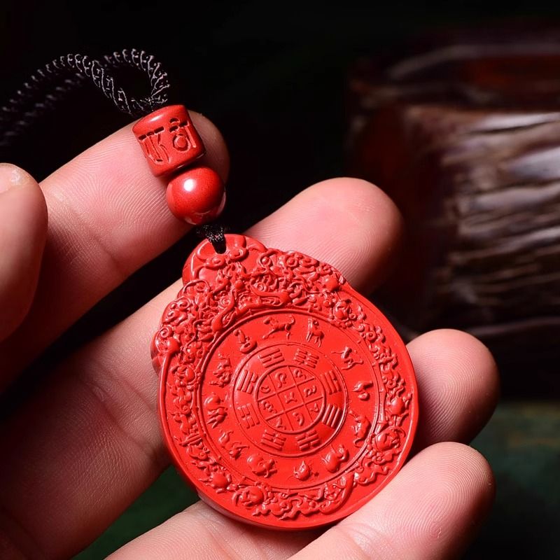 含辰砂工艺品水飞红砂九宫八卦吊坠