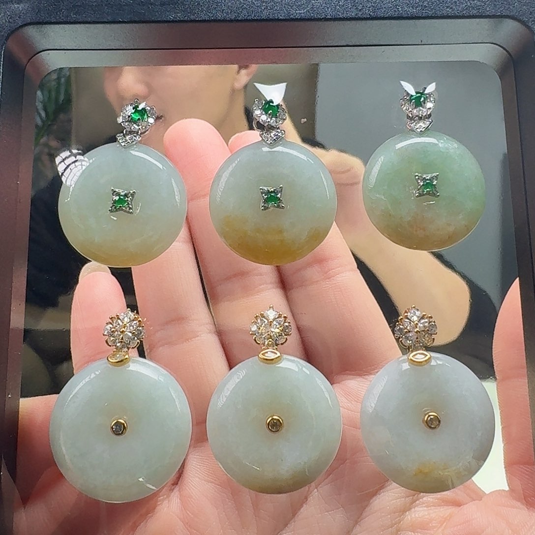 翡翠吊坠(不含链)银S925镶嵌多样性发货其一