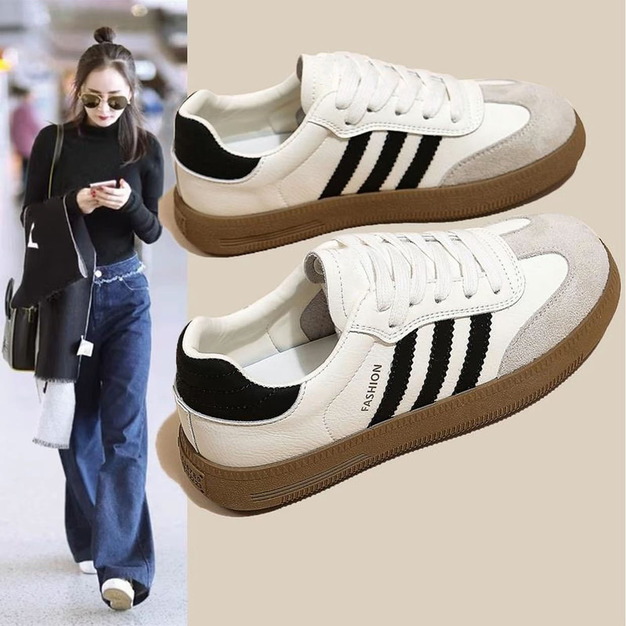 韩系限定~复古百搭平底系带休闲德训版鞋66063