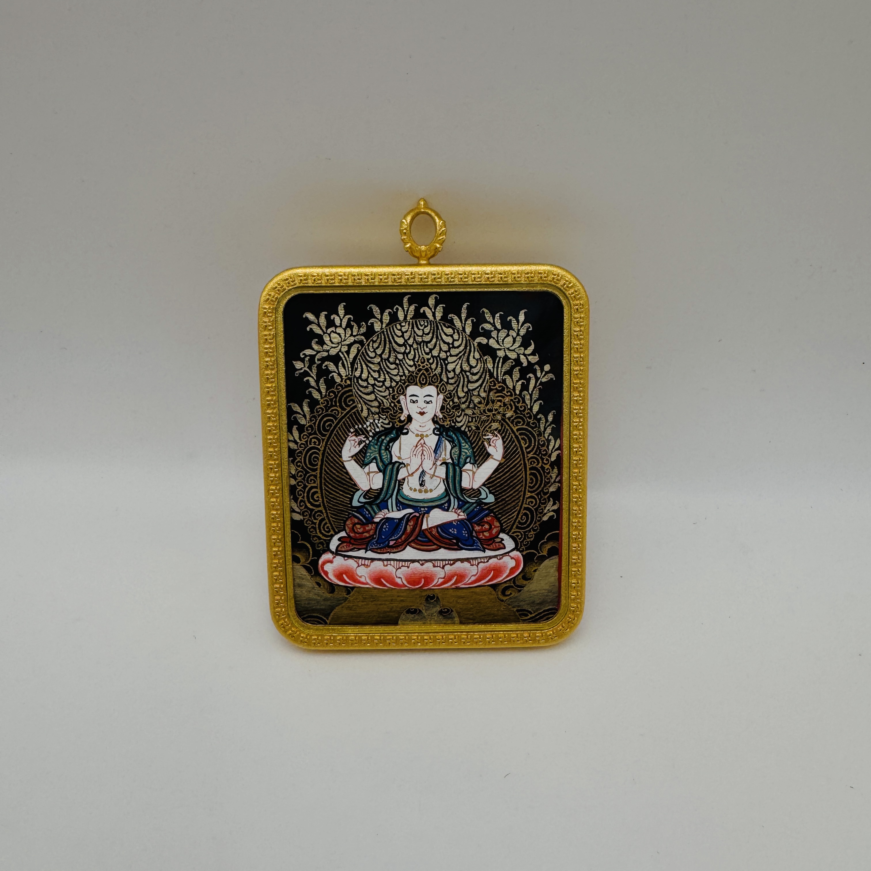 【鼠•特价】四臂观音唐卡，4.0cm*5.0cm