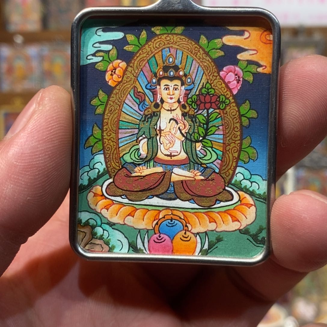 吊坠纯手绘唐卡大势至福利