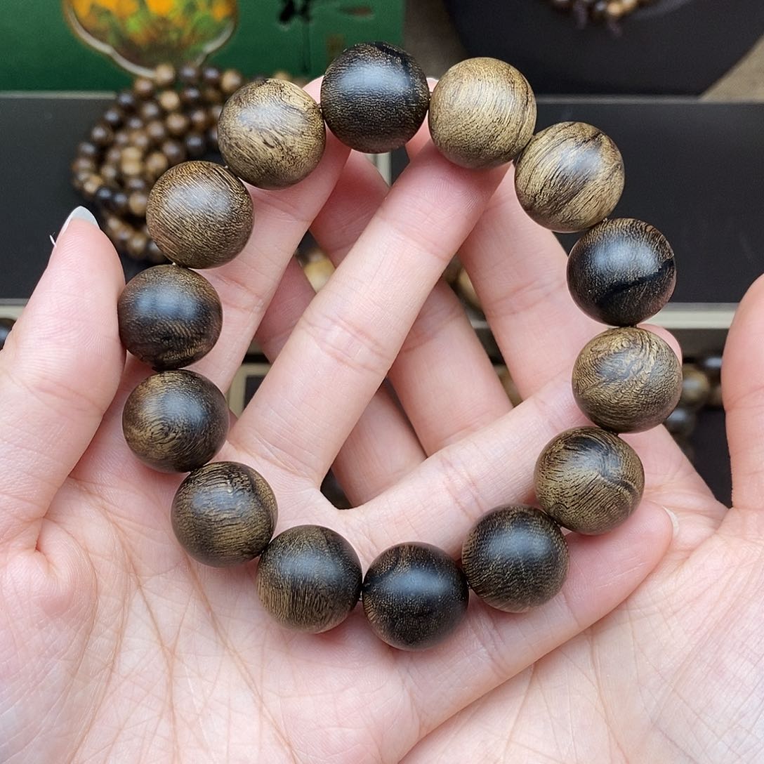 沉香手串诚***下越南芽庄白奇楠虎皮缨子瘤疤沉水1.6