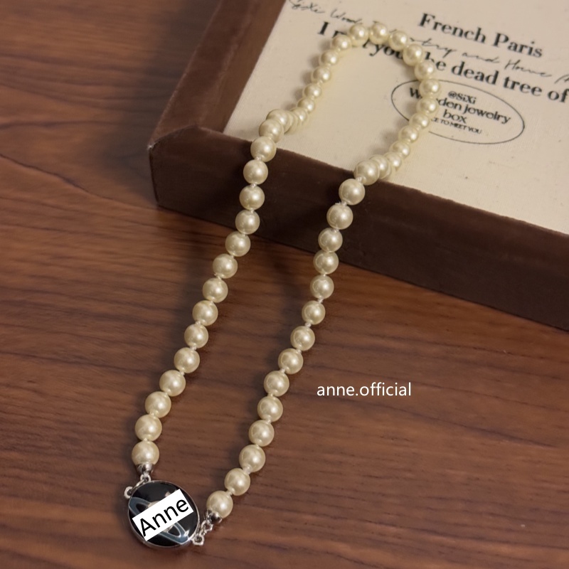 铜合金项链 【X572】时尚珐琅磁吸珠珠项链小众设计个性锁骨链