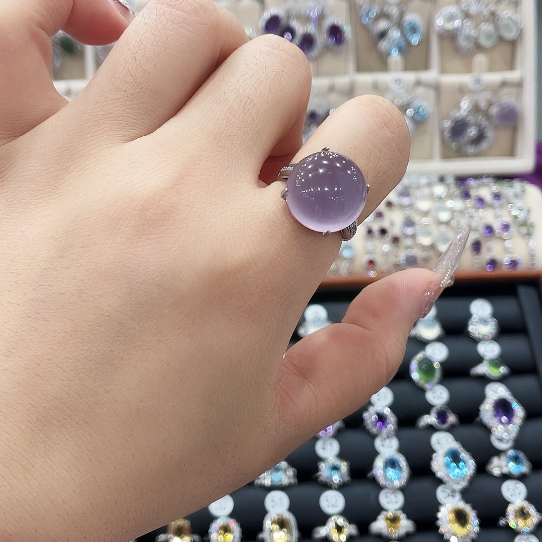 多***站银S925镶嵌萤石戒指