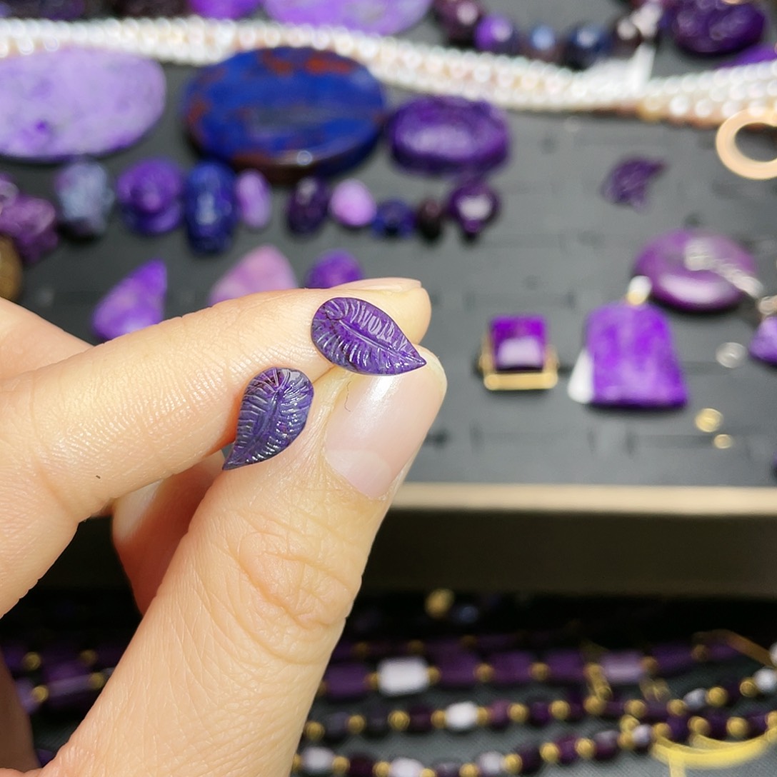 苏纪石（舒俱来）耳钉银S925镶嵌