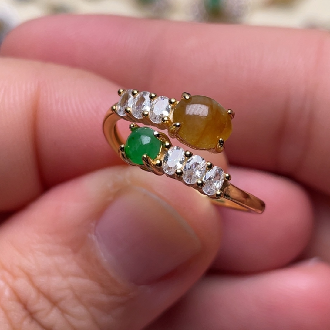 翡翠戒指银S925镶嵌纯天然缅甸翡翠