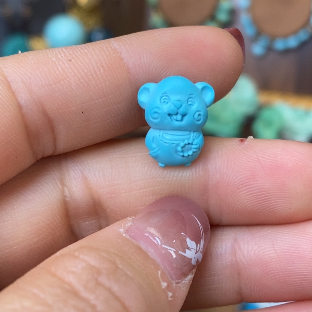 绿松石颈饰未镶嵌高瓷蓝猫咪