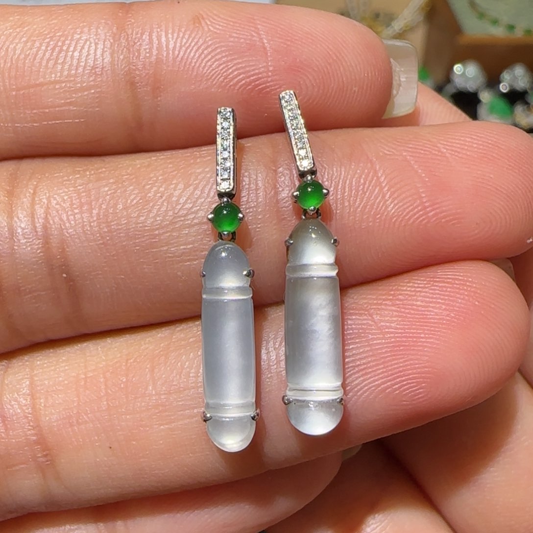 【闪购商品】翡翠耳饰18K金镶嵌天然