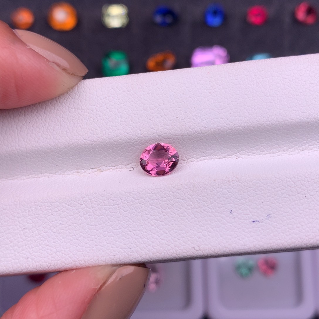 碧玺珠宝半成品未镶嵌0.68ct阿富汗粉碧玺全净无暇