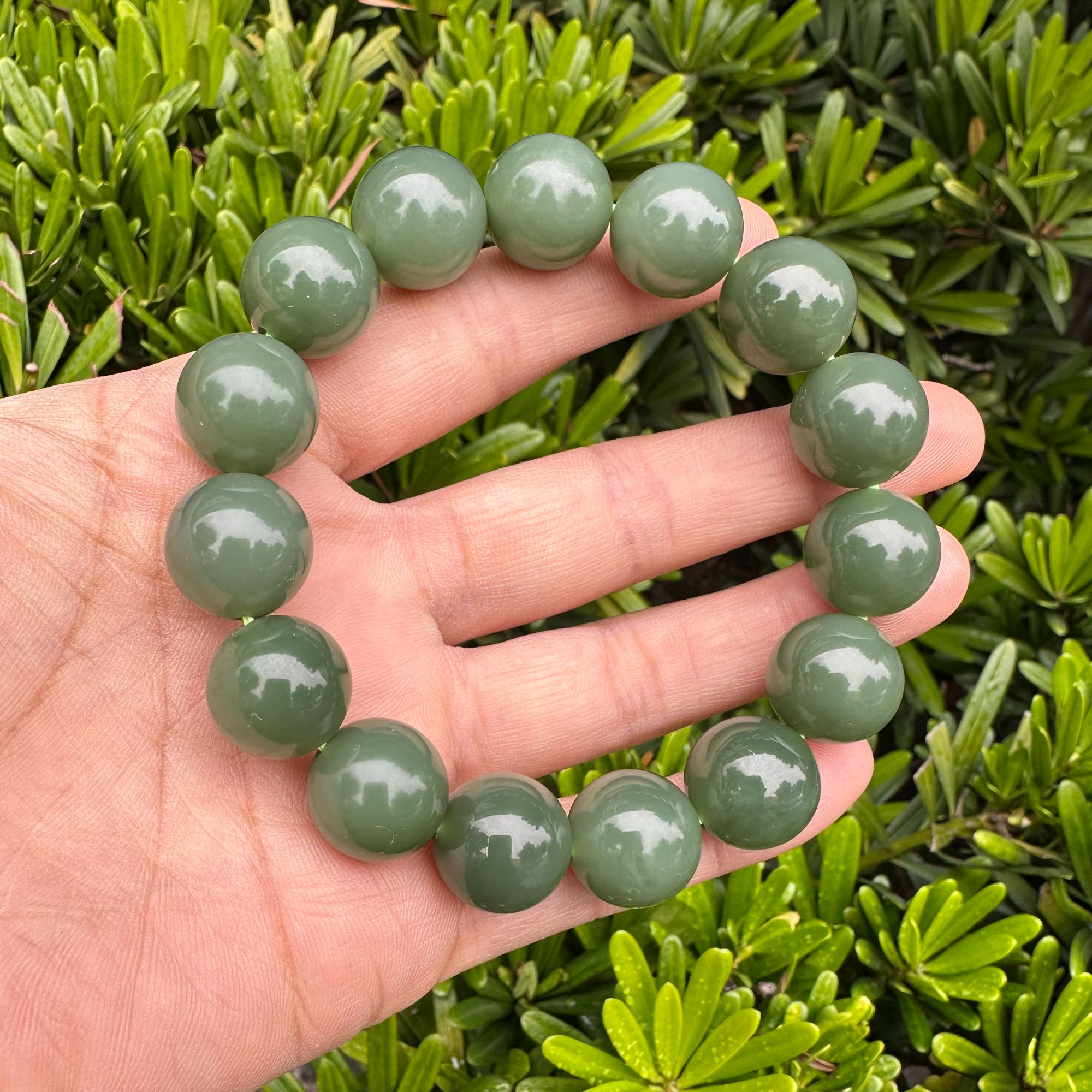 和田玉俄七鸭蛋青手串卡15特细特油