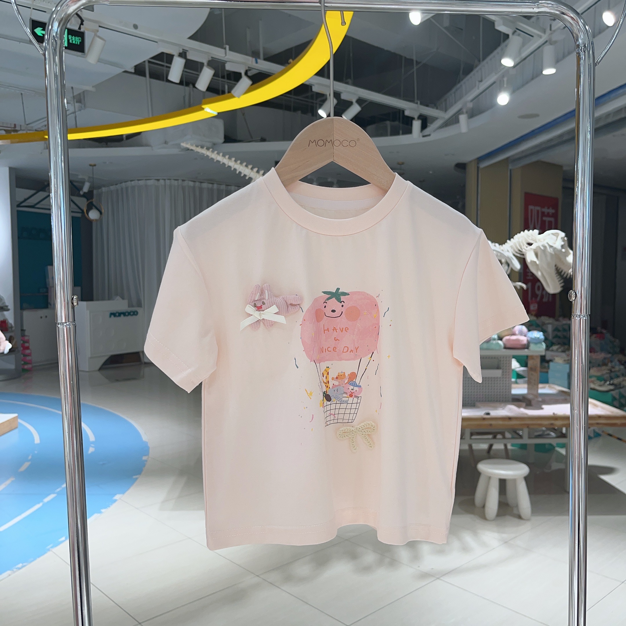 MOMOCO女童夏季时尚休闲欧若风立体可爱卡通玩偶T恤77630235067