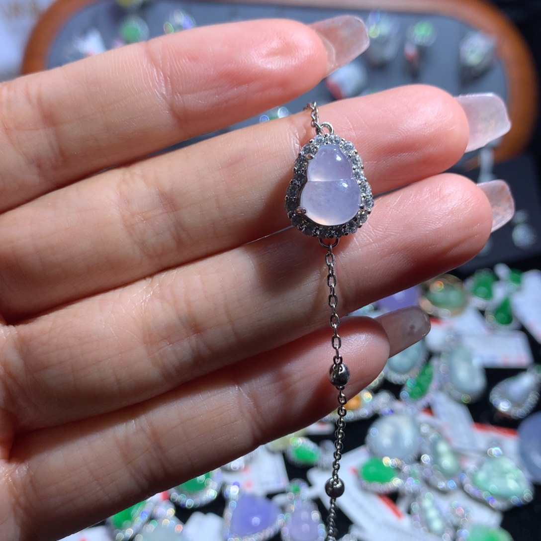 翡翠手链银S925镶嵌g***d