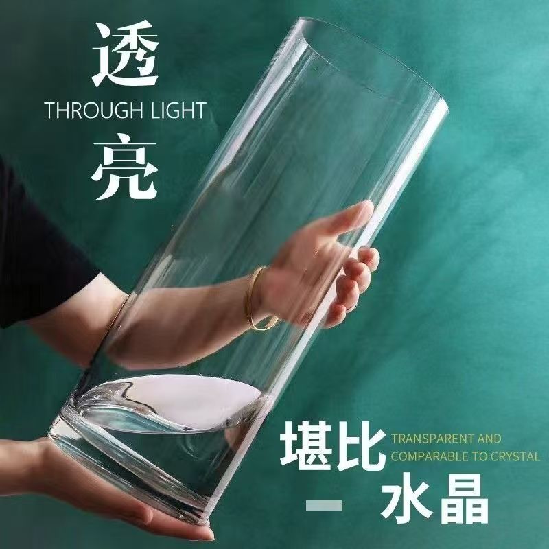 花卉绿植专用简约透明玻璃花瓶插花水养富贵竹马醉木水培摆件客厅
