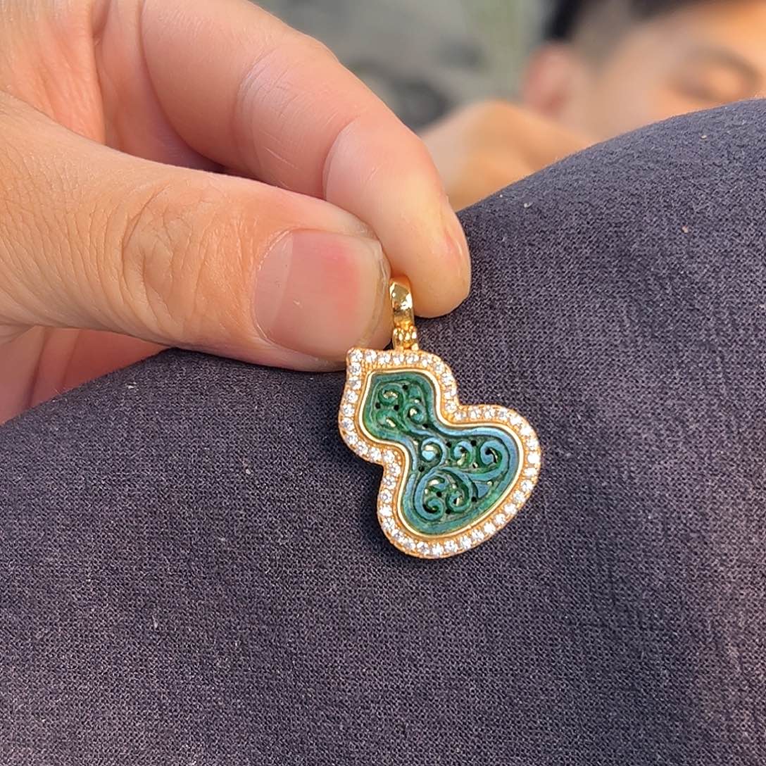 翡翠吊坠(不含链)银S925镶嵌缅甸翡翠A货吊坠