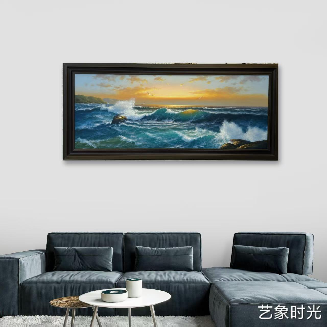 [四海升平鸿运当头] 纯手绘油画百搭客厅沙发办公家居装饰画挂画
