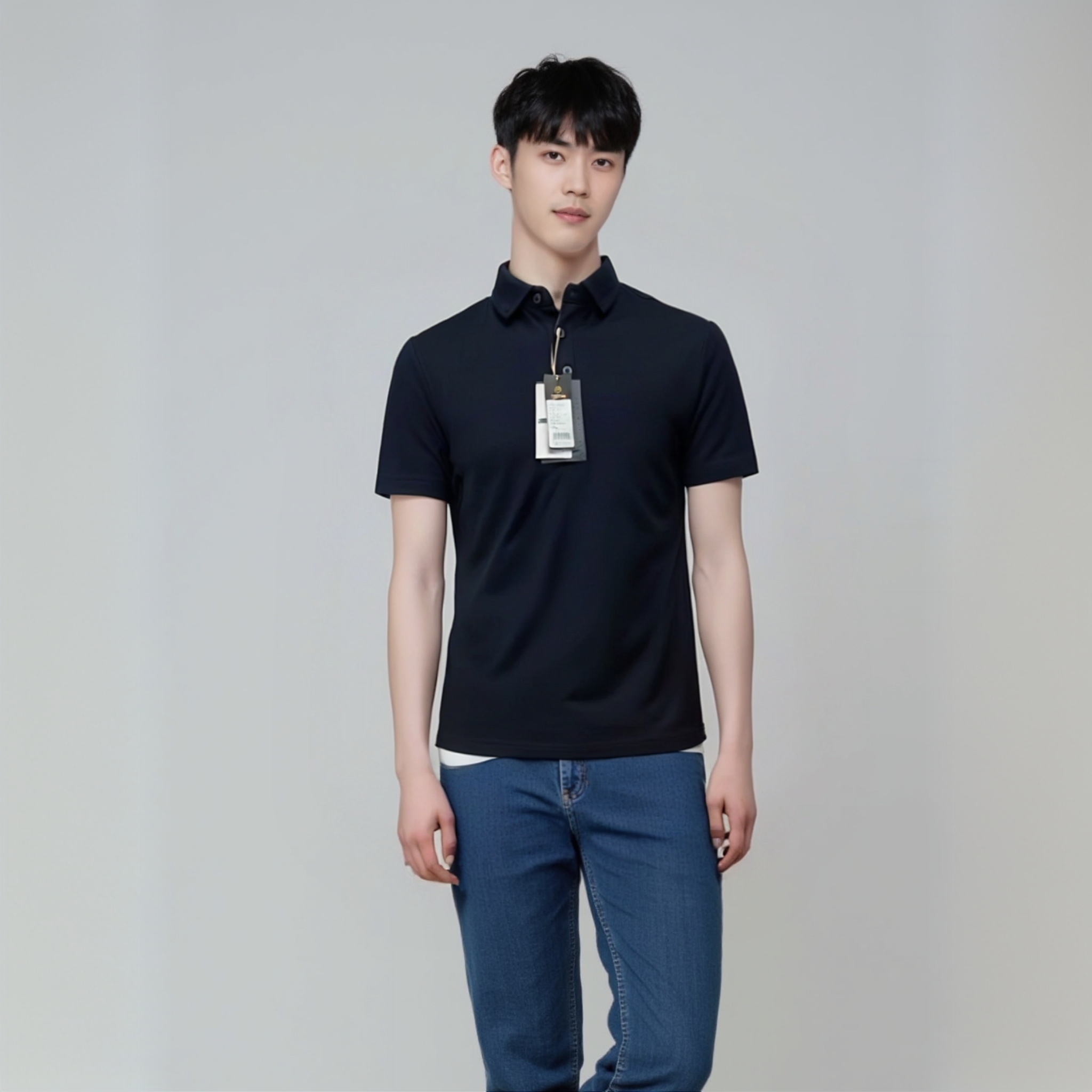 3543/3543藏青色纯色POLO短袖休闲度百搭假军官风舒适上衣250027