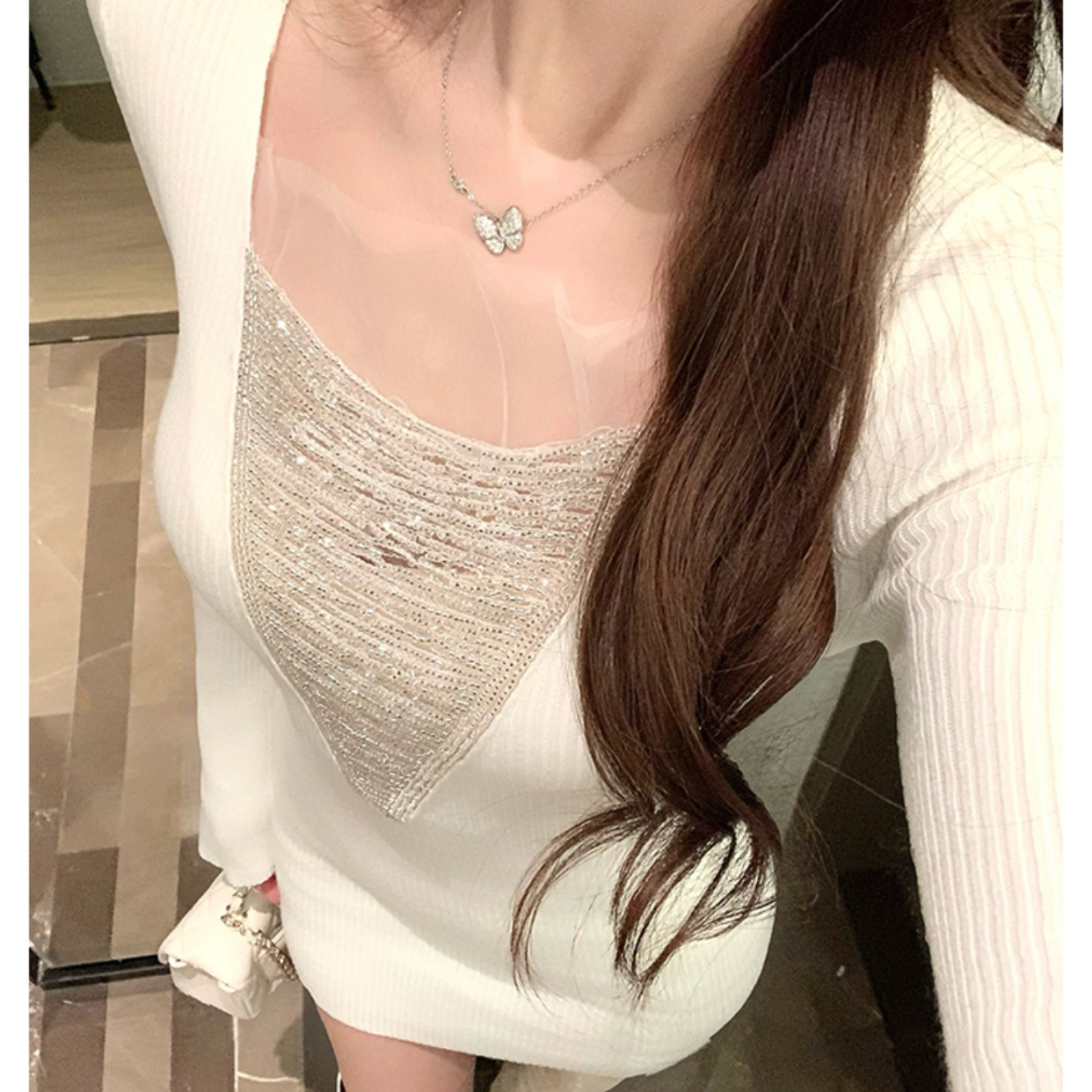 法式名媛气质长袖针织连衣裙女秋冬纯欲性感修身显瘦内搭包臀短裙