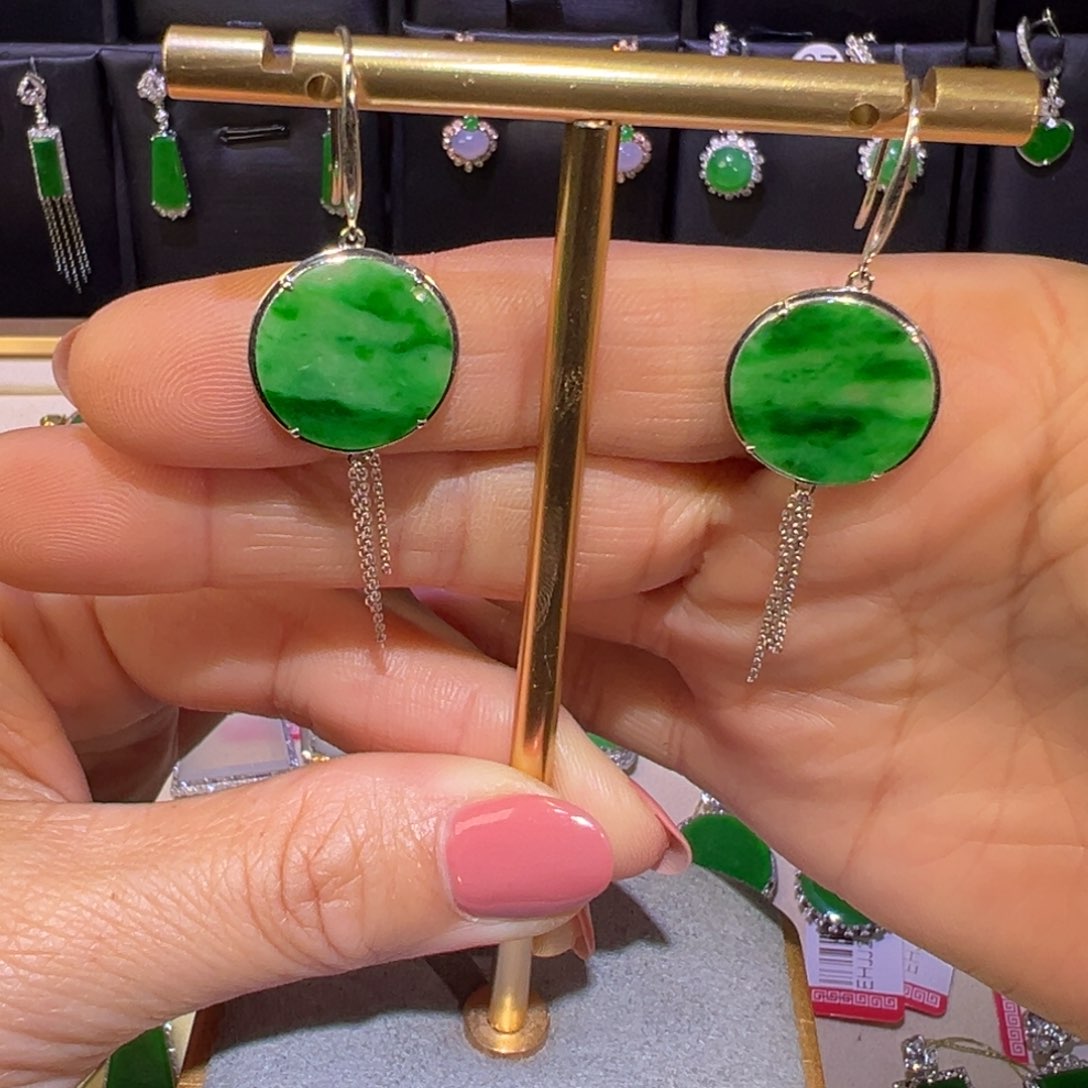 翡翠颈饰18K金镶嵌耳环