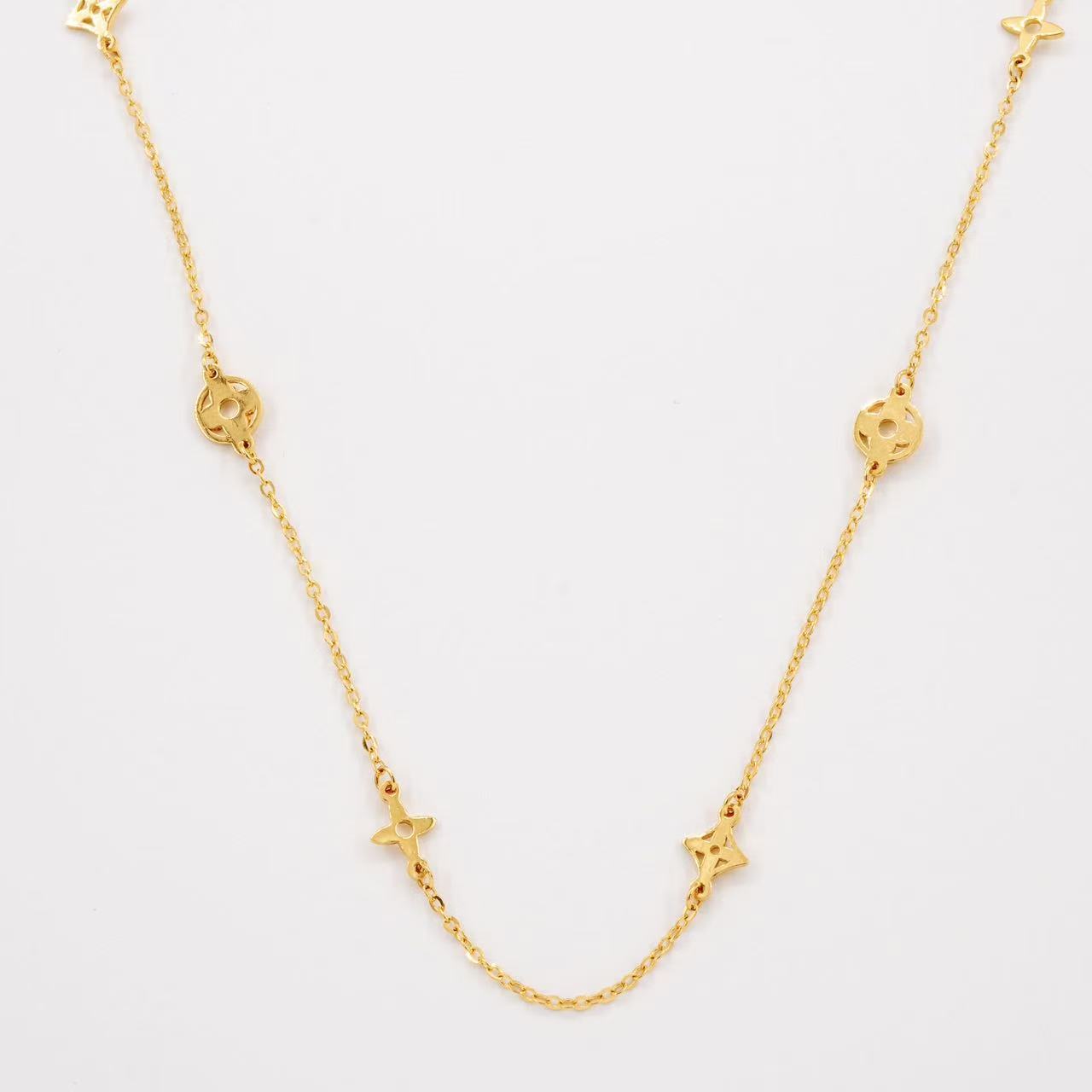Q【镂空老花八朵】项链足金999精品项链