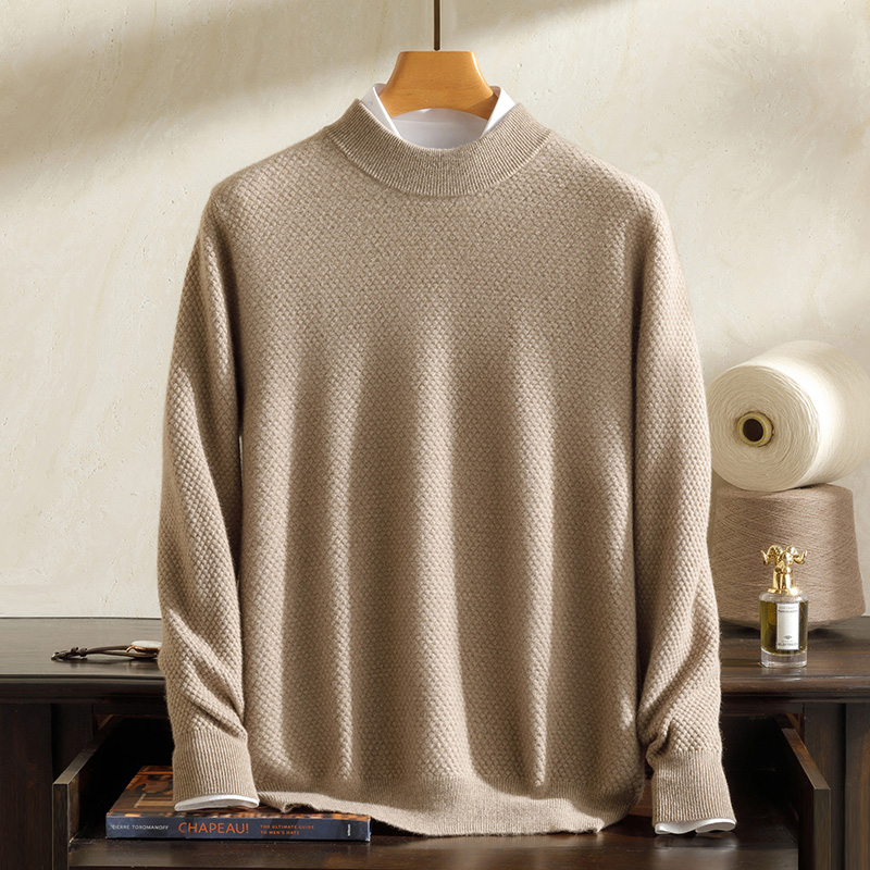 9062 秋冬新款男士半高领100%纯山羊绒衫套头打底针织衫毛衣
