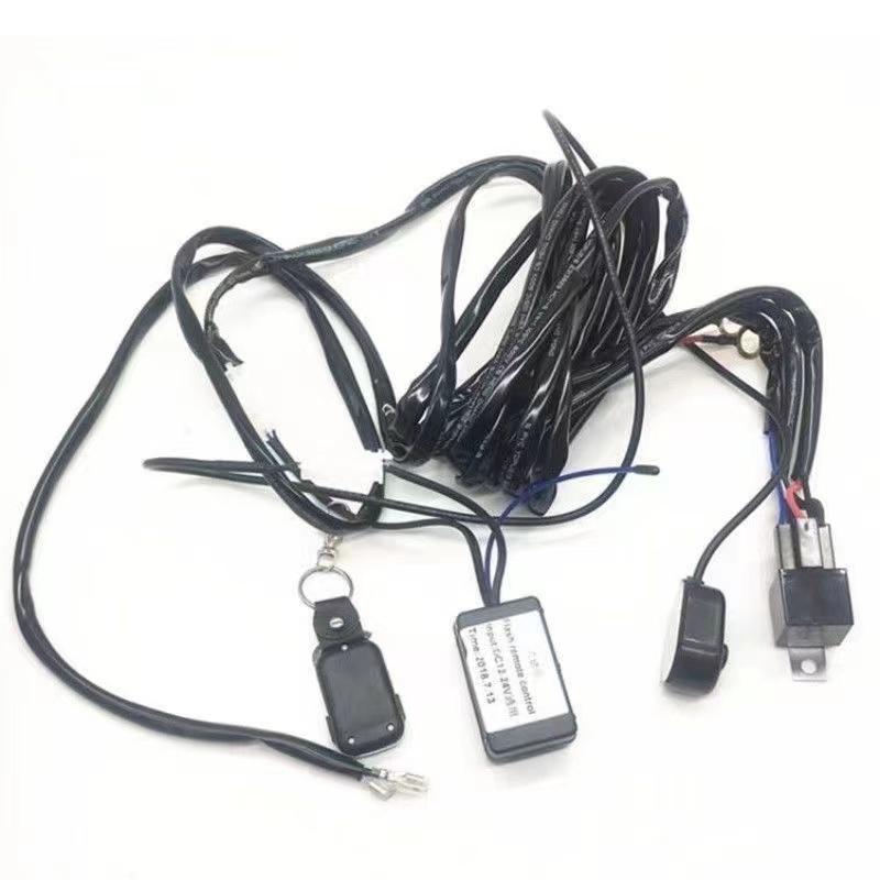 汽车led长条射灯爆闪线组12v24V线无线遥控继电器控制器开关线束