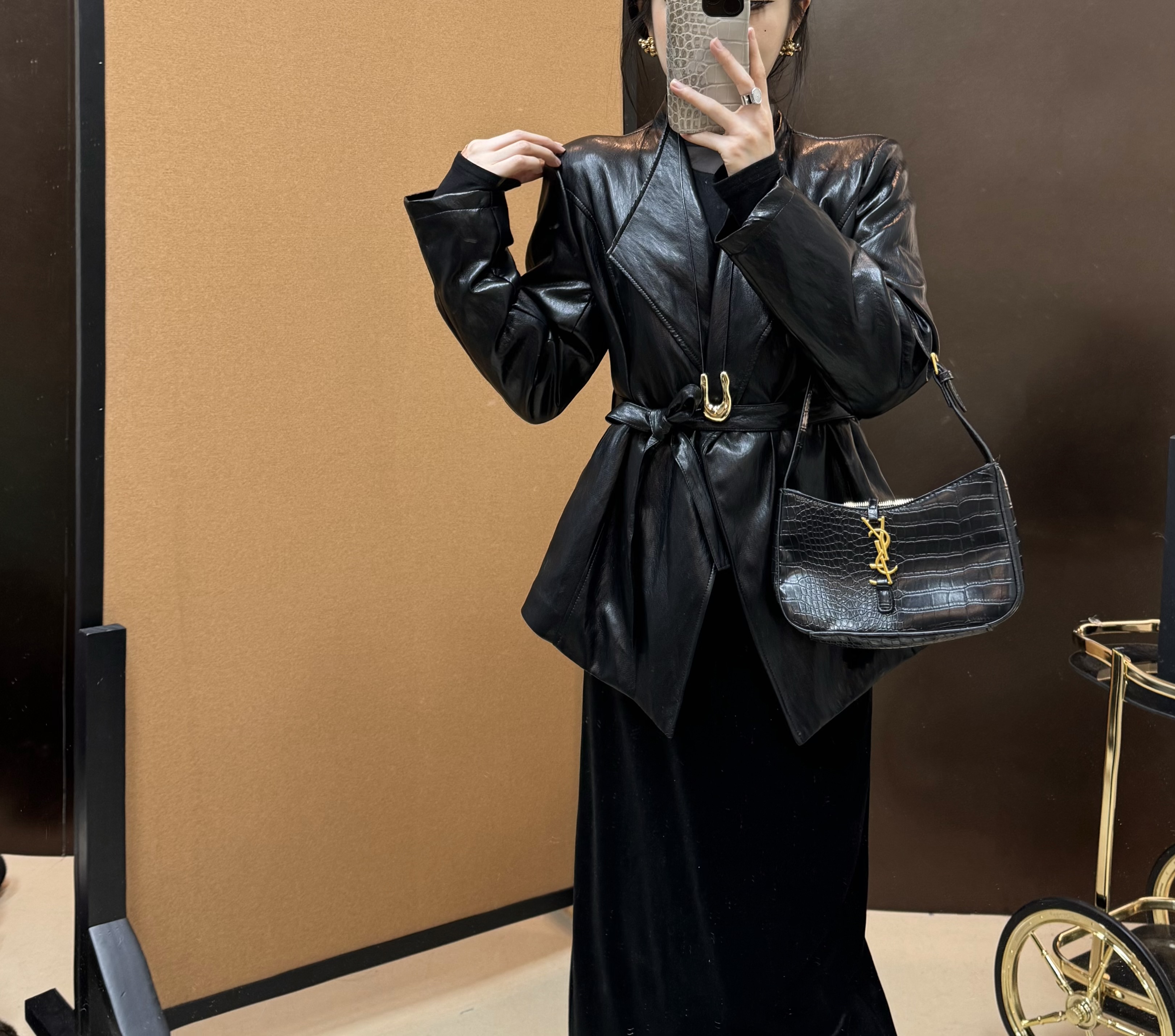 {定制}东大门冬季加棉腰带皮衣高级感洋气轻奢复古小众百搭休闲80