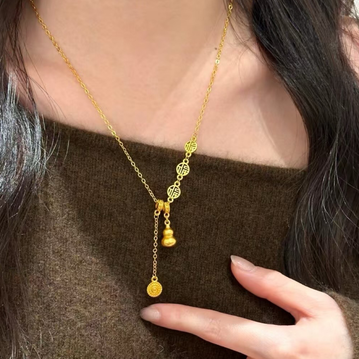 铜合金项链 葫芦流苏项链