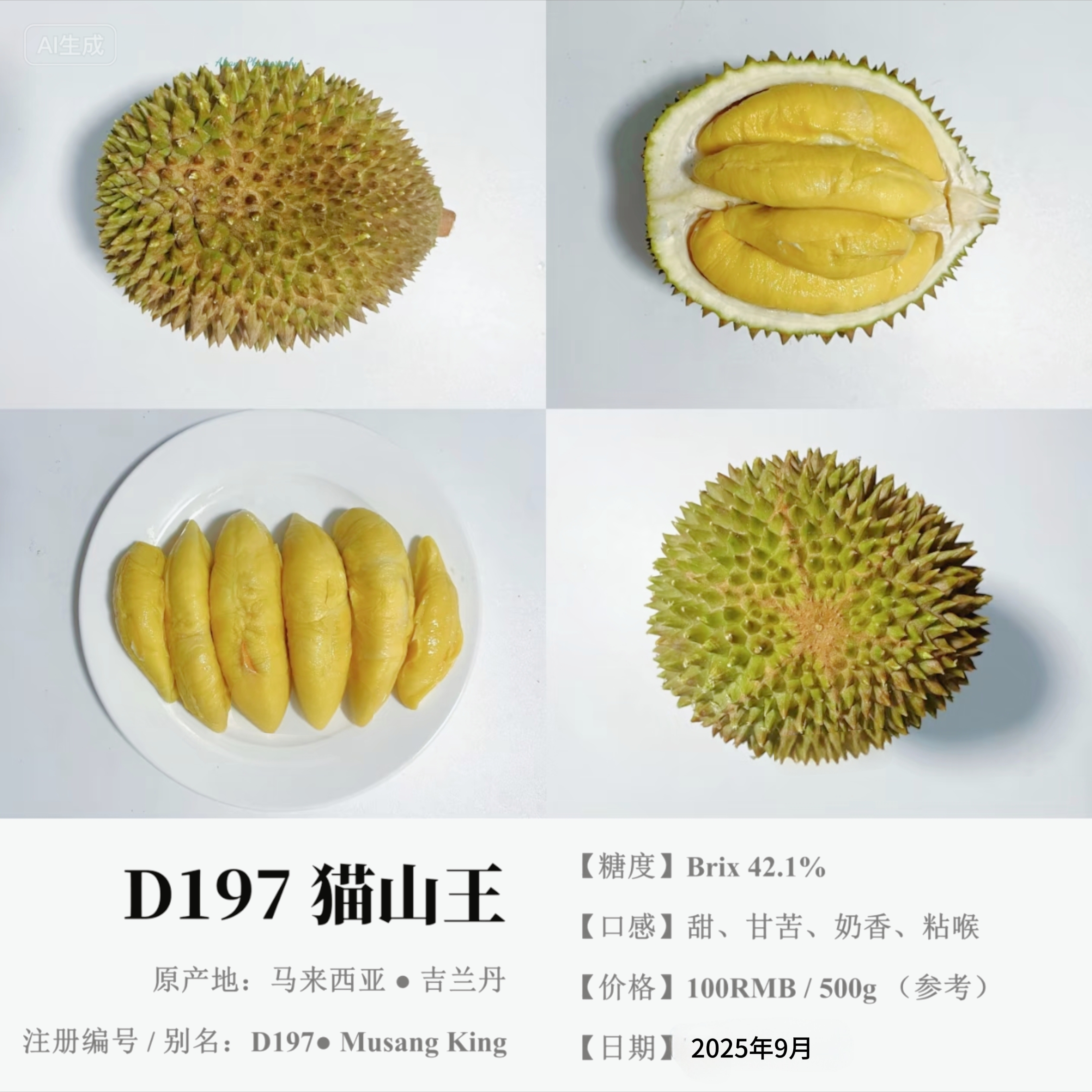 【一物一拍】马来西亚D197猫山王液氮榴莲【默认开果】【次日达】猫山王马来西亚