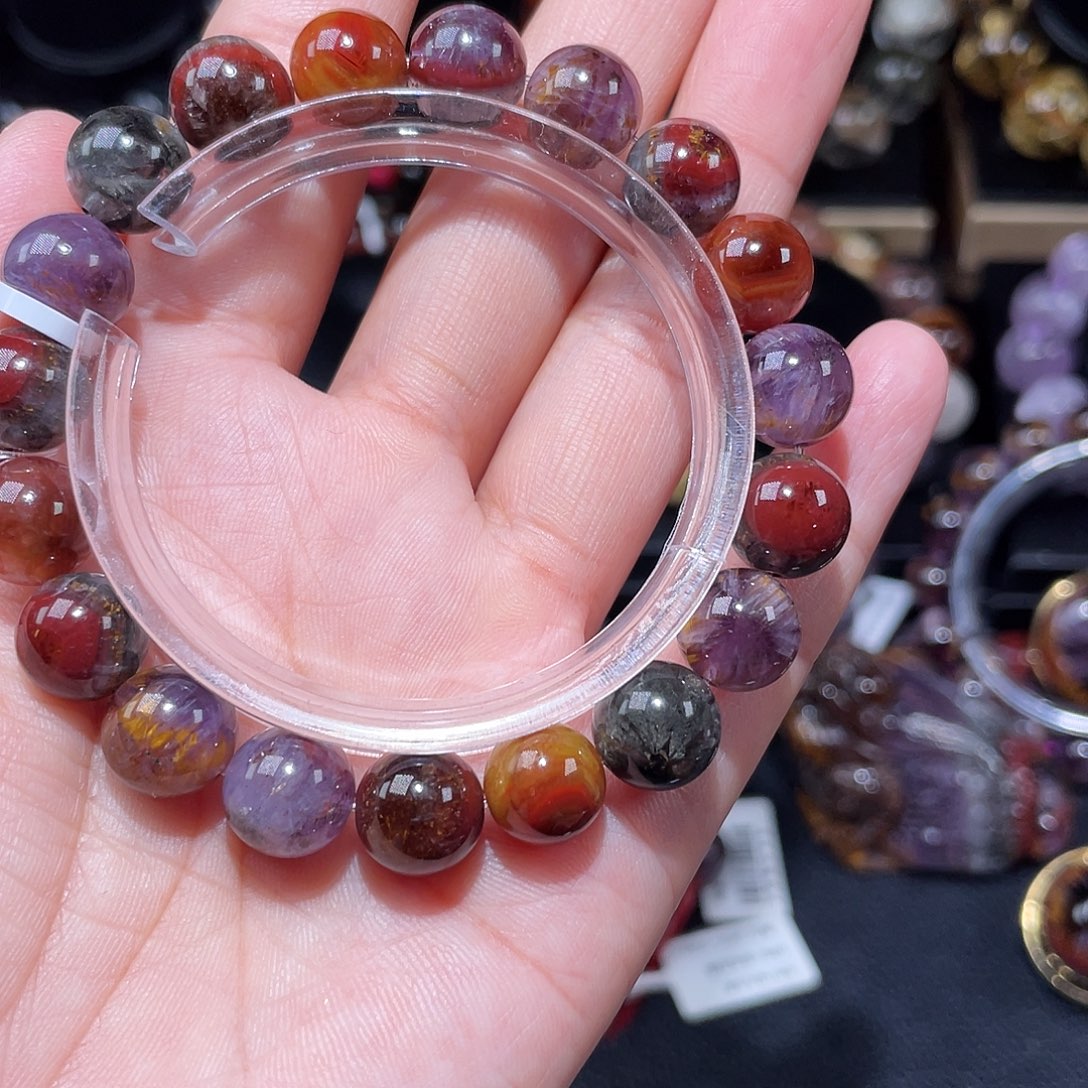 水晶手串未镶嵌蓝****边极光多宝