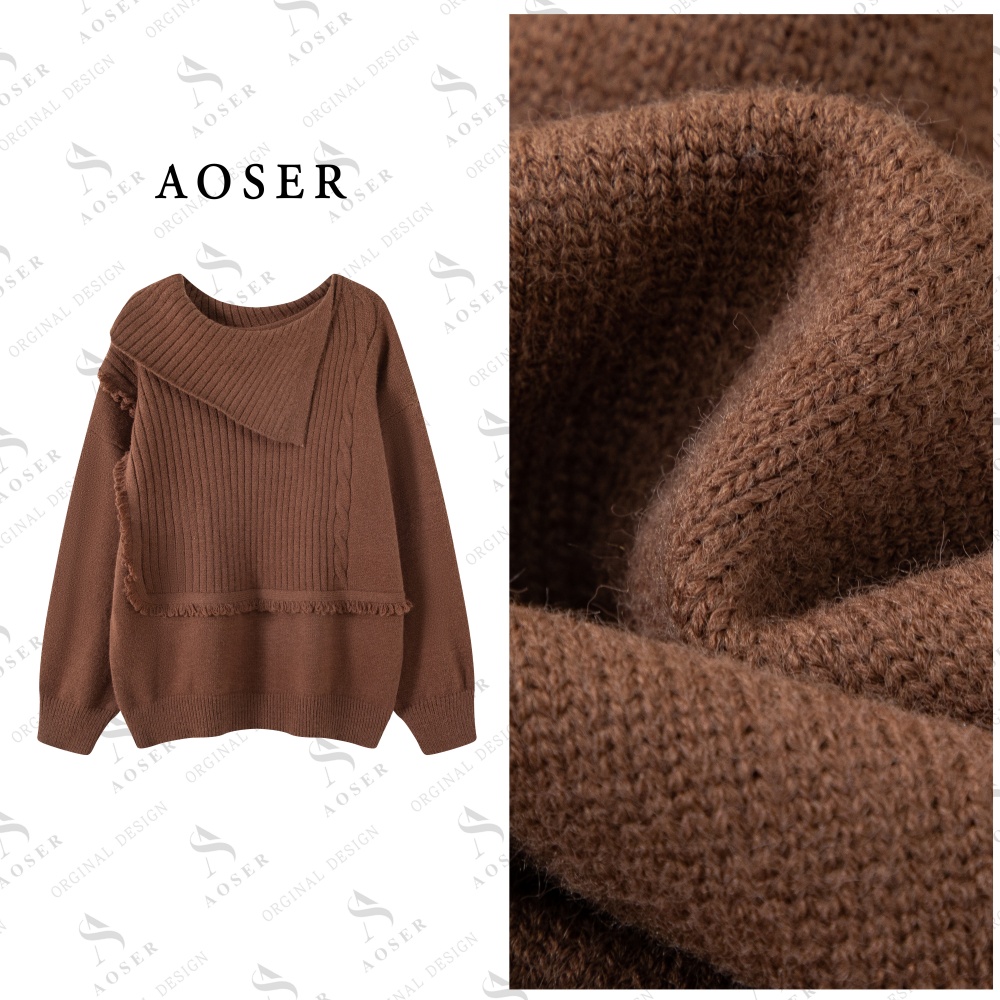 AOSER时尚百搭宽松休闲显瘦韩版慵懒风套头款毛衣女装25125