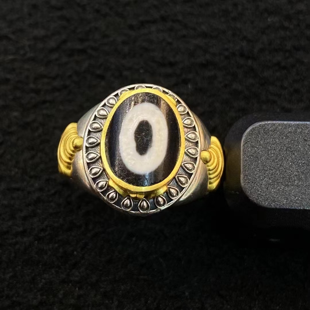 925银戒指 【藏玺·物与悟/缘】精工银饰镶嵌一眼珠F螺戒指民族风