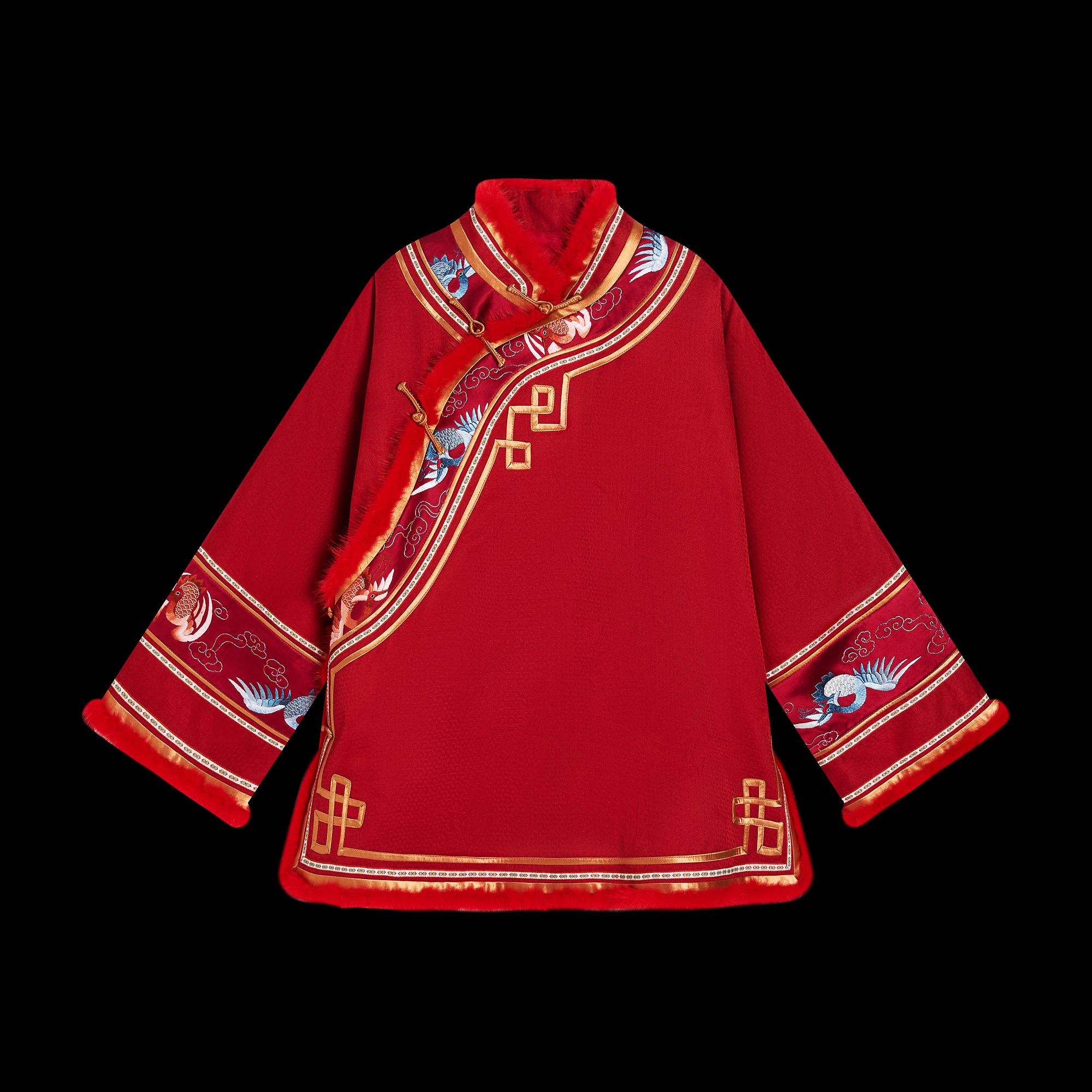 【花锦集】宫廷风红色盘边满绣太太服外套