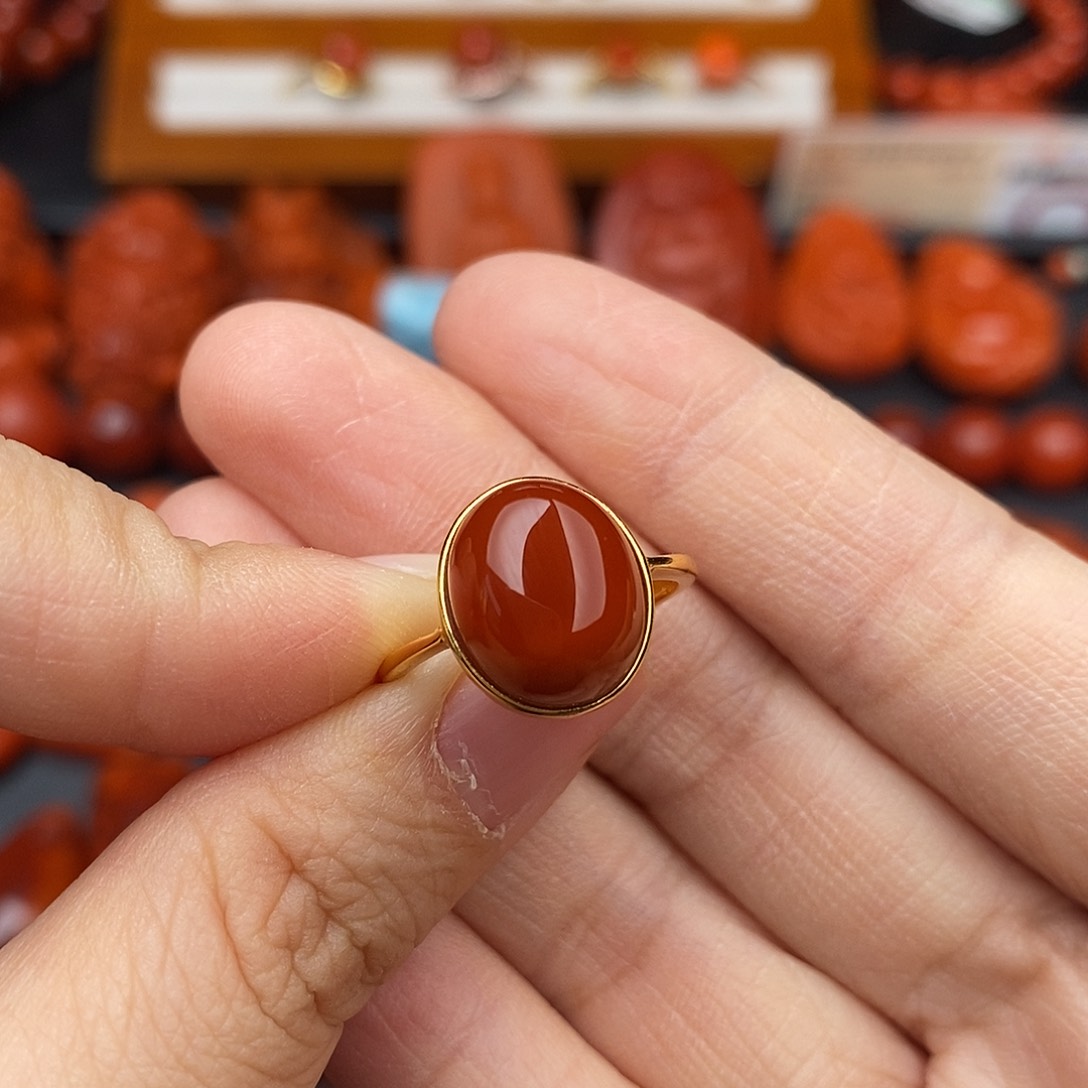 南红玛瑙四川凉山瓦西戒指银S925镶嵌