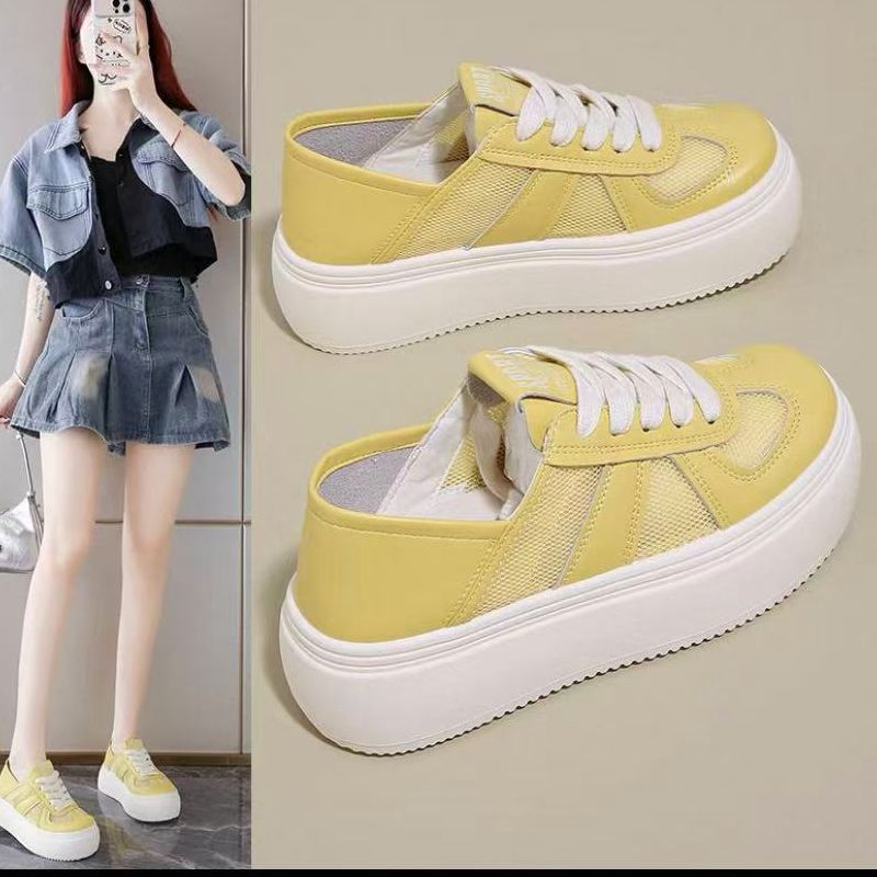 2025新款女鞋踩屎感网女透气薄款小白板鞋5E6-266-18