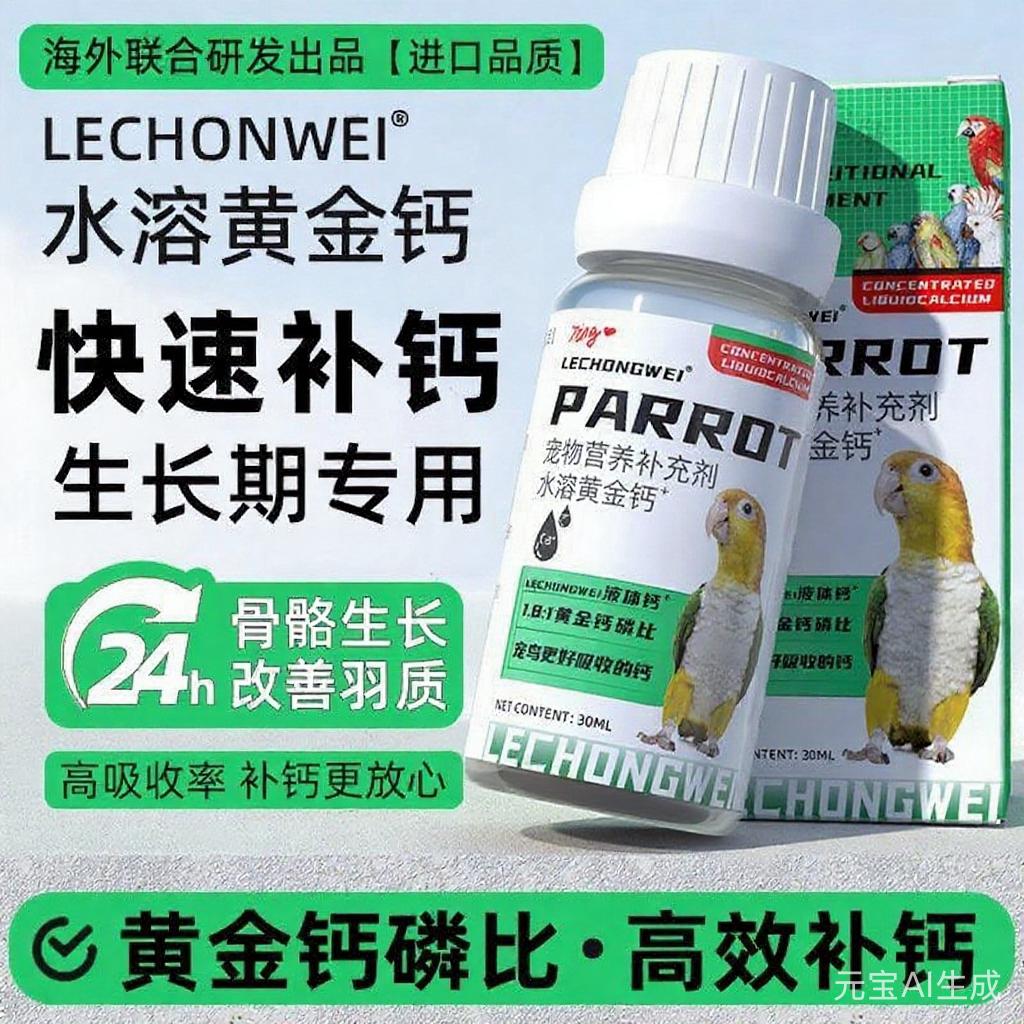 鹦鹉补钙水溶钙专用钙粉液体营养液鸟类专用维生素鹦鹉繁殖保健品