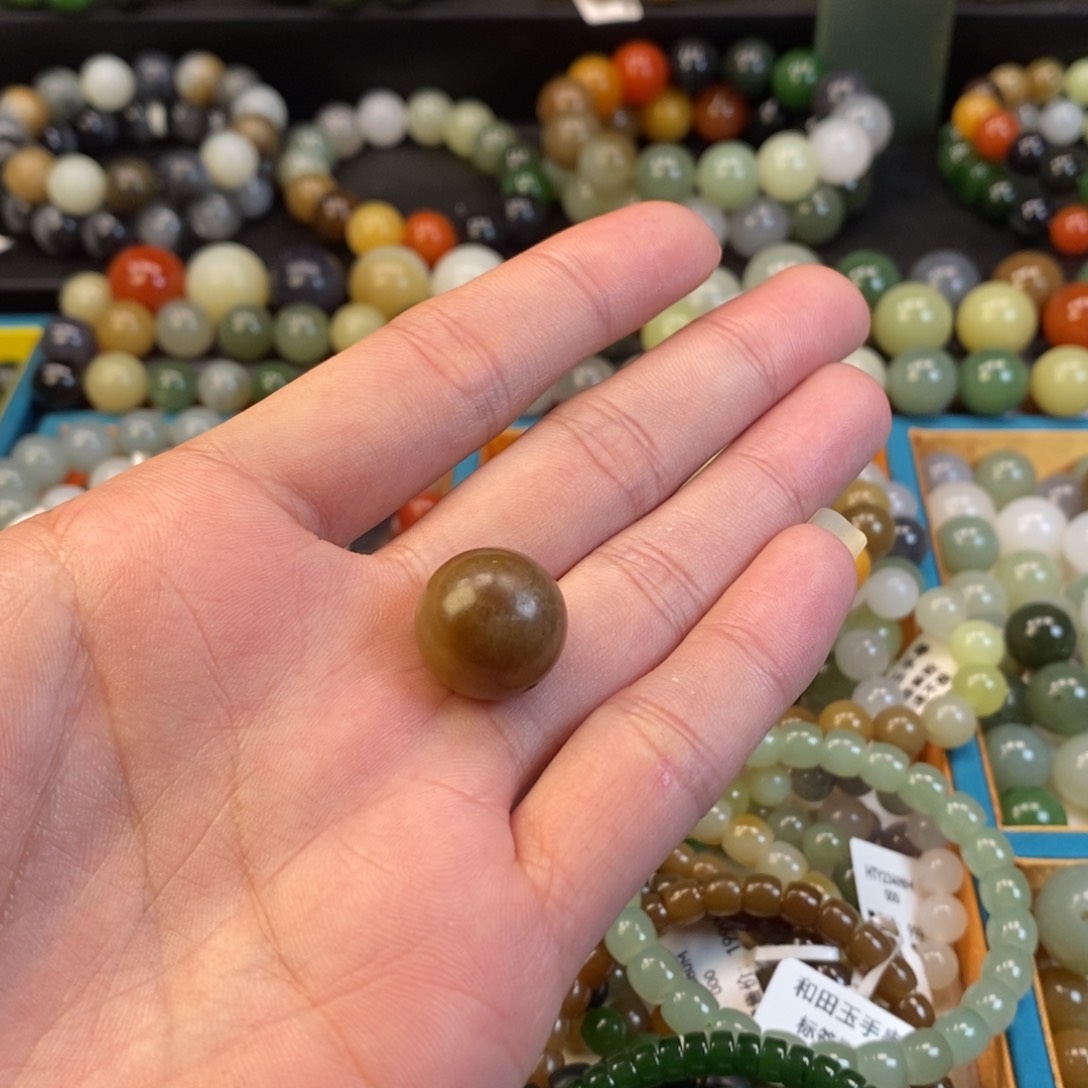 和田玉手串未镶嵌卡16且末糖单珠