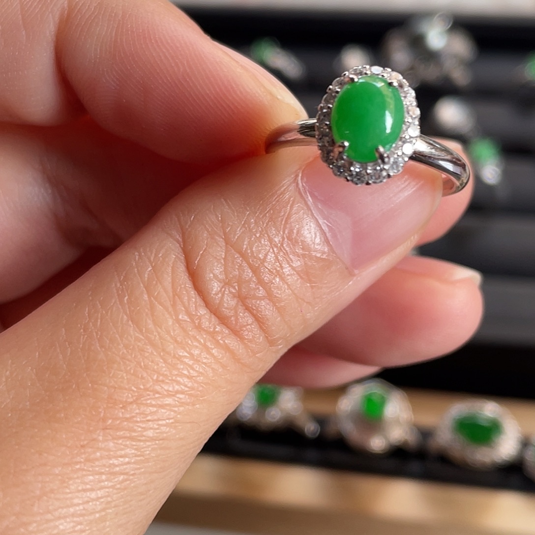 梦***翡翠银S925镶嵌戒指