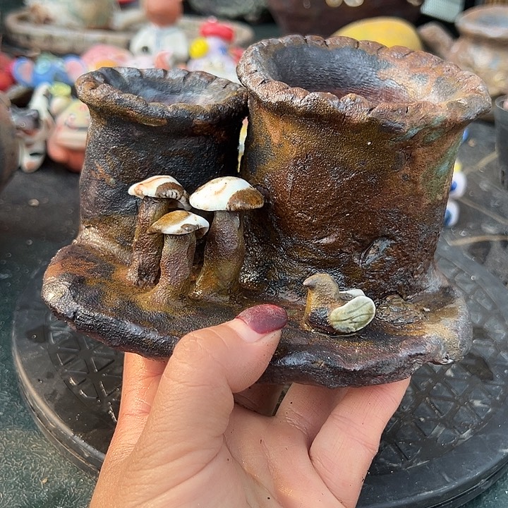 手工粗陶高温花盆