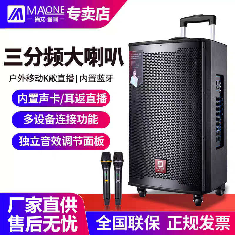 曼龙广场舞音响户外音箱k歌高端大功率带无线话筒蓝牙拉杆唱K音响