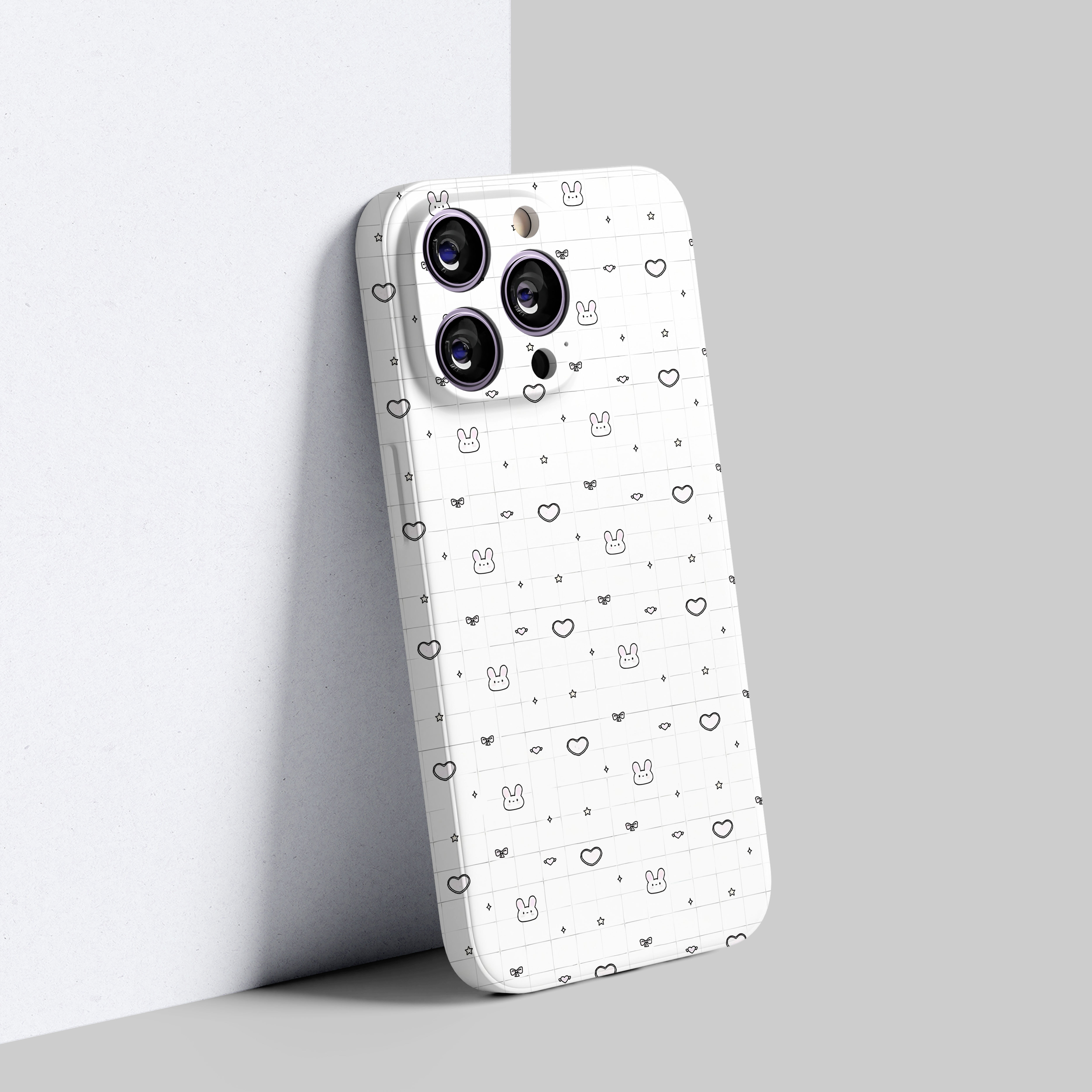 萌系小兔爱心适用于多种机型全包防摔菲林二合一手机壳可爱卡通