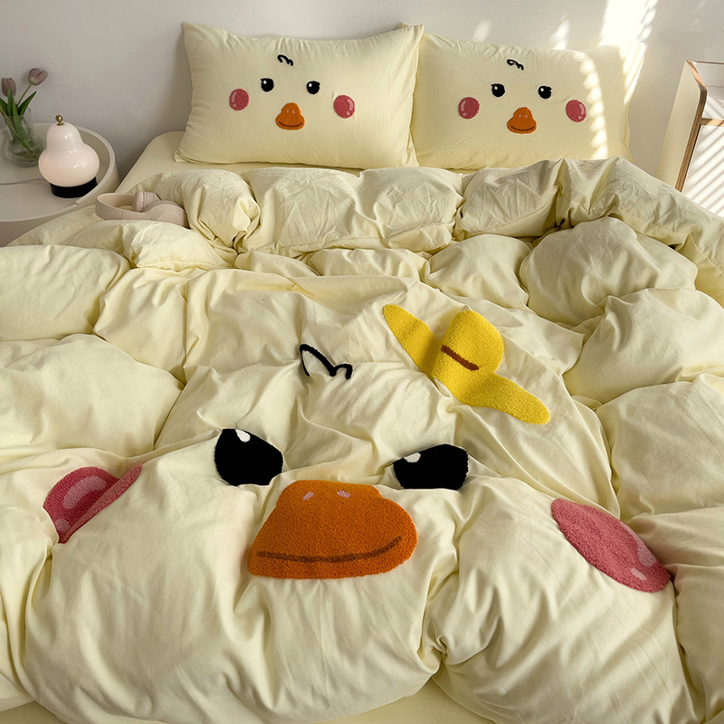 毛巾绣双面使A类用被套床上用品套件床笠被罩印花床单宿舍三件套 