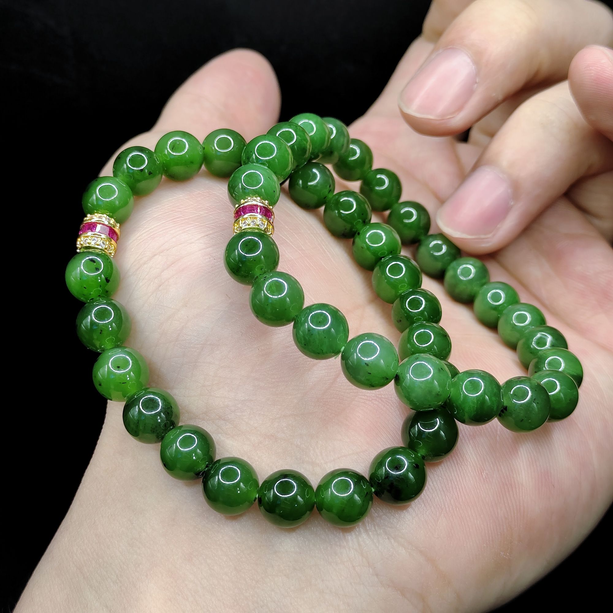 【老三珠宝】和田玉DIY单圈手串J3【多样性发其一】约7mm+