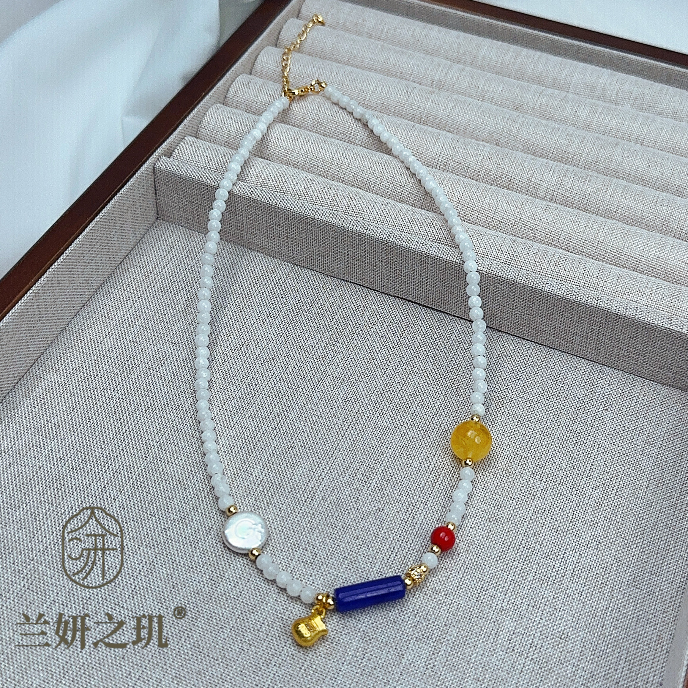 淡水珍珠 4mm天然石珍珠项链 纽扣珍珠时尚新中式 水晶项链 8990