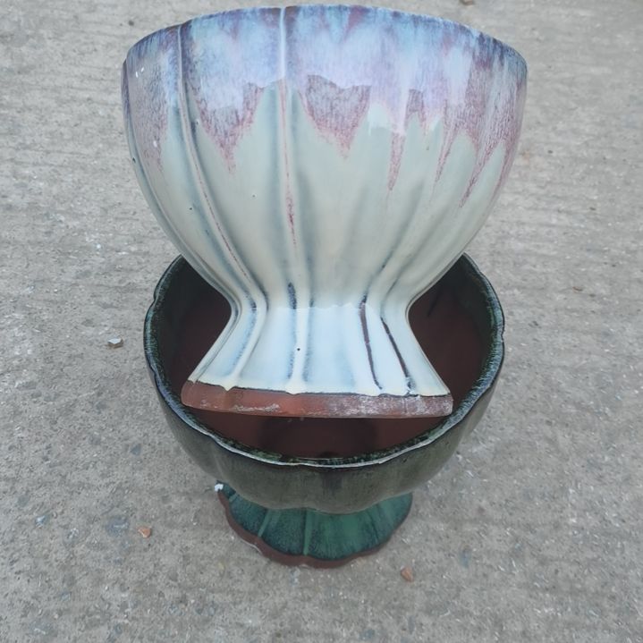 红陶19/17瑕疵两个盆