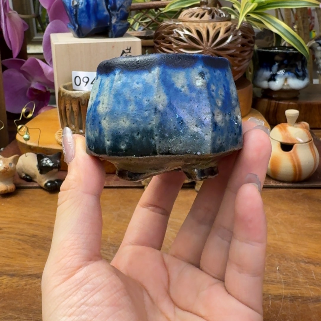 马场隆志备前烧整体苍蓝窑变主人杯福利一口价